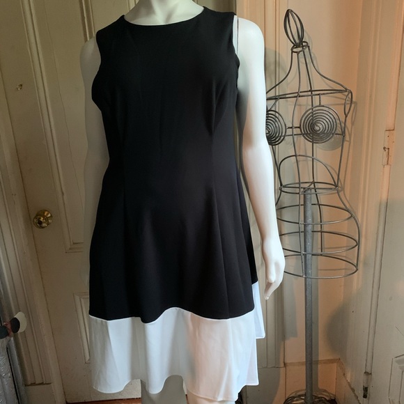 Liz Claiborne black and white color block dress - Picture 1 of 3